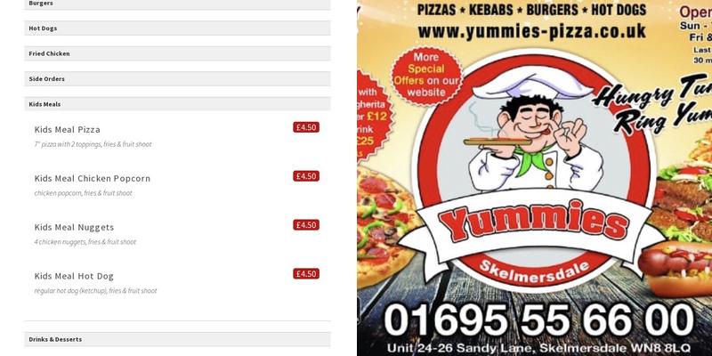 Yummies Take Away Menu
