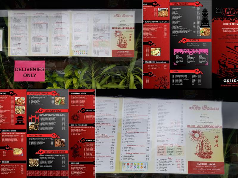 The Ocean Chinese Takeaway Menu