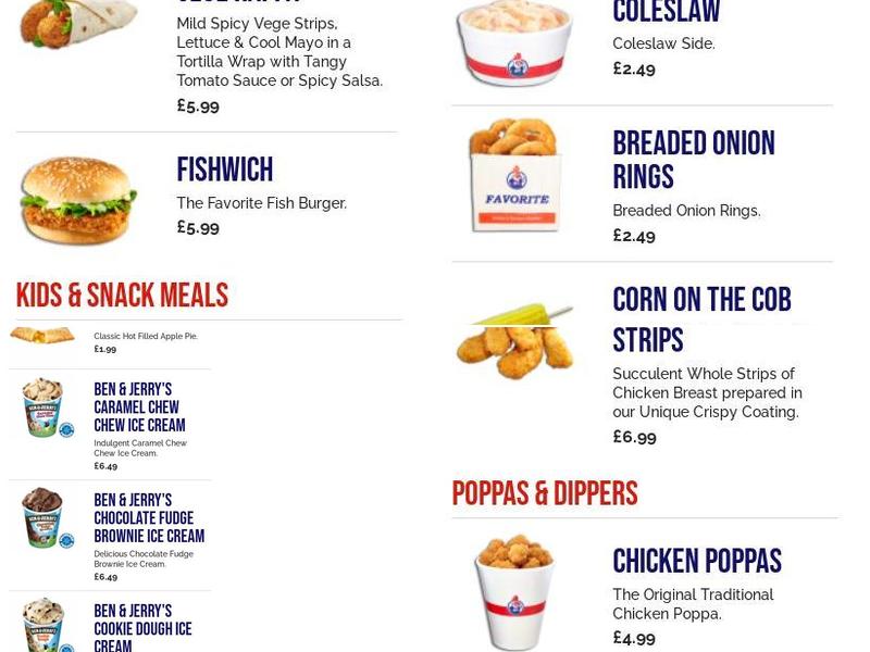 Favorite Chicken & Ribs Snodland Menu