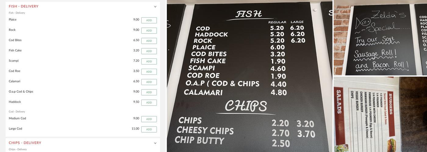 ZELDA’S FISH BAR & GRILL Menu