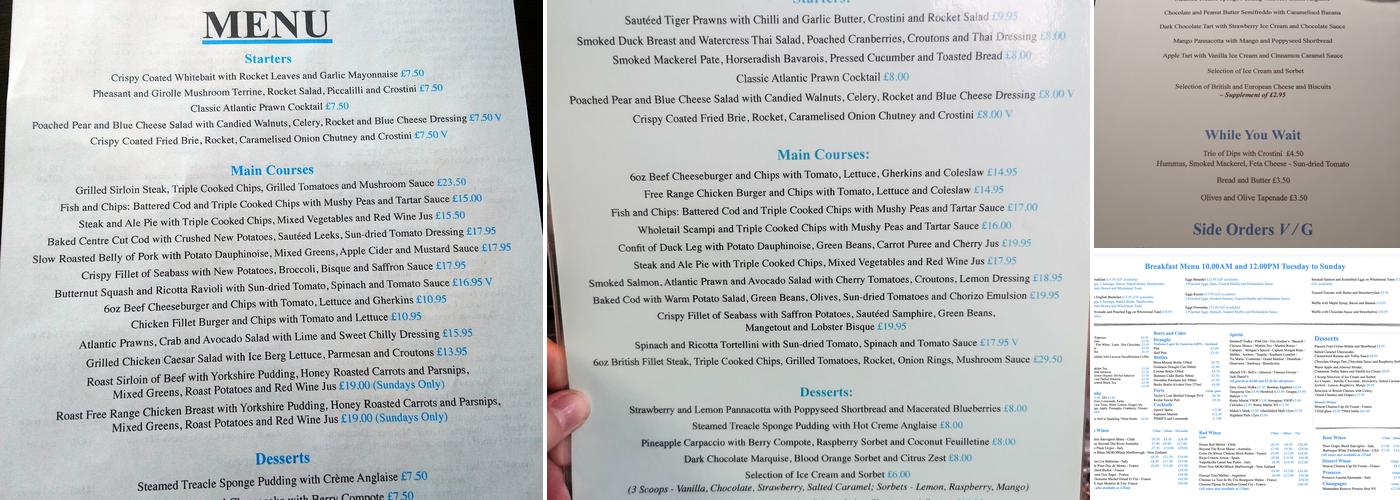 Toulouse Restaurant Menu