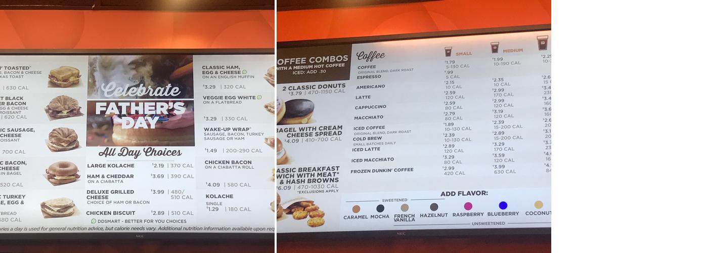 Dunkin' Menu