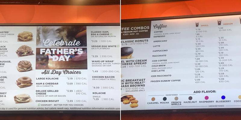 Dunkin' Menu