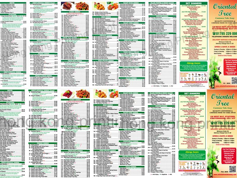 Oriental Tree Menu