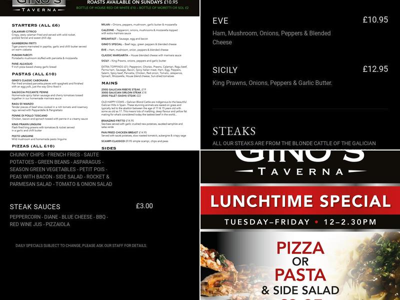 Gino’s Taverna Menu