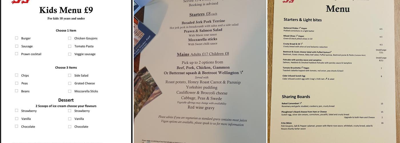 The Red Lion Menu