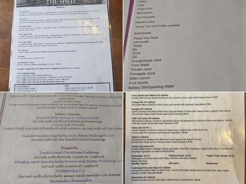 Shed Food & Drink Menu