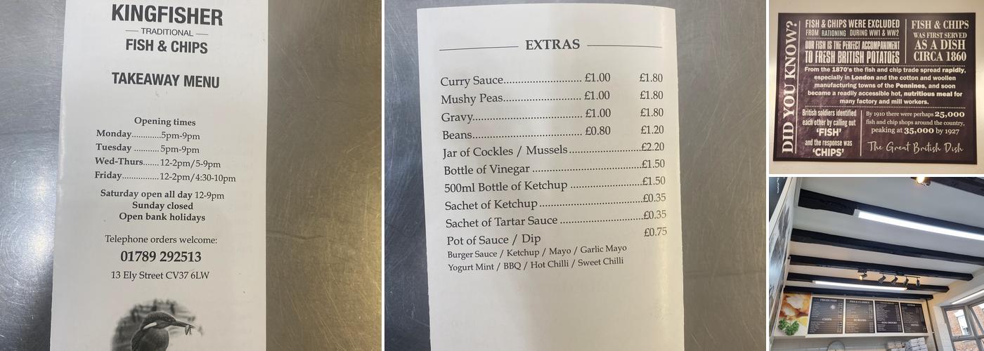 The Kingfisher Menu