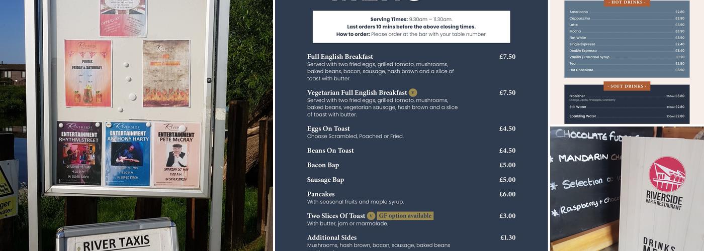 Riverside Venue Menu