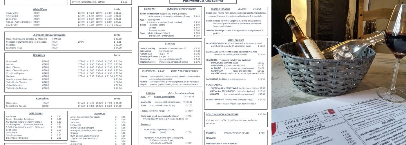Caffe Vineria Wood Street Menu