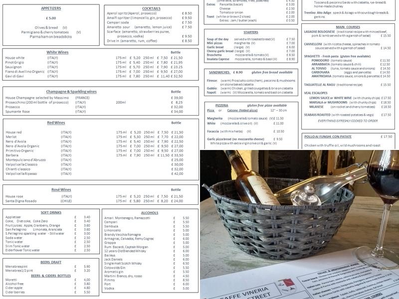 Caffe Vineria Wood Street Menu