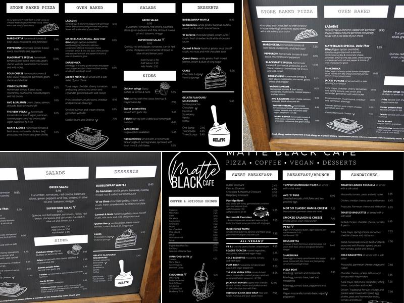 Matte Black lounge Menu