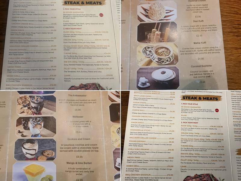 Royal steak house Menu