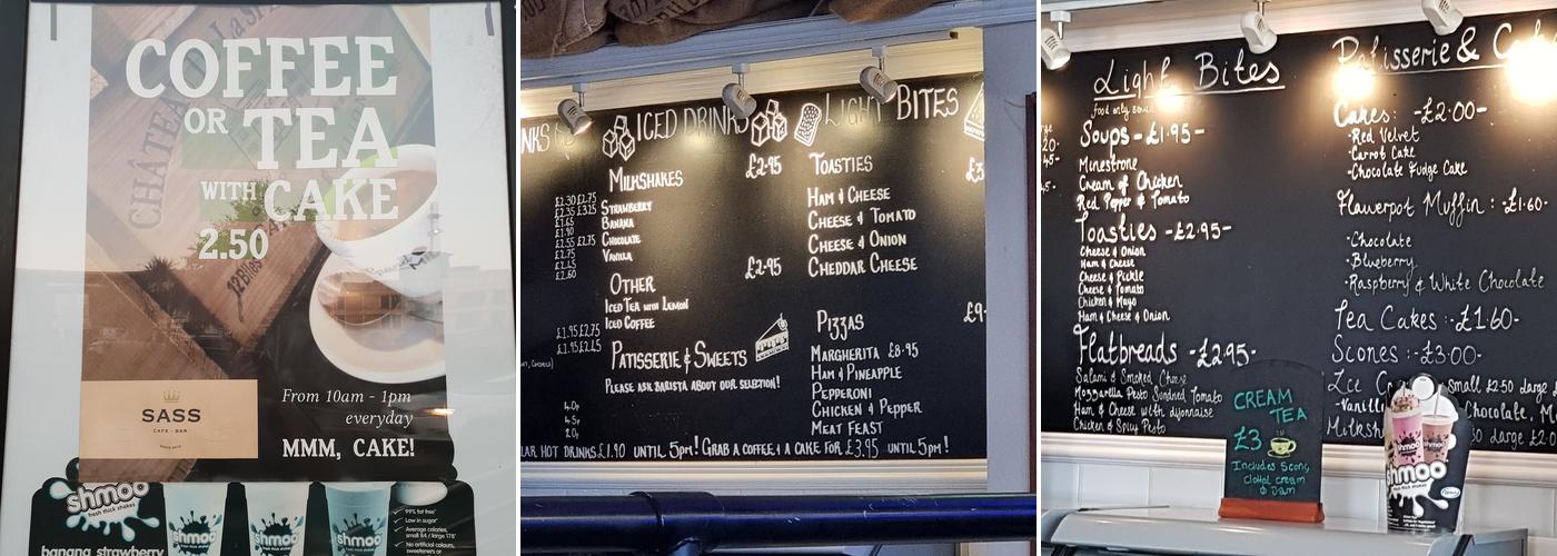 Sass Cafe & Bar Menu