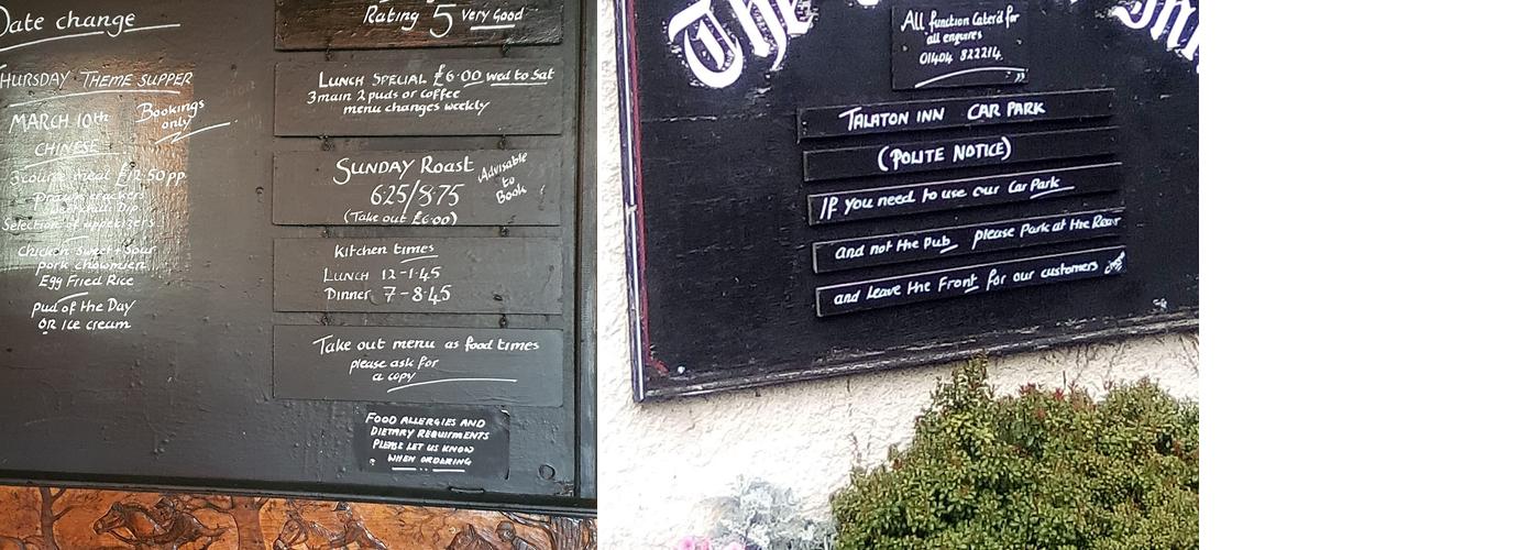 The Talaton Inn Menu