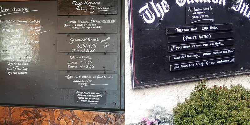 The Talaton Inn Menu