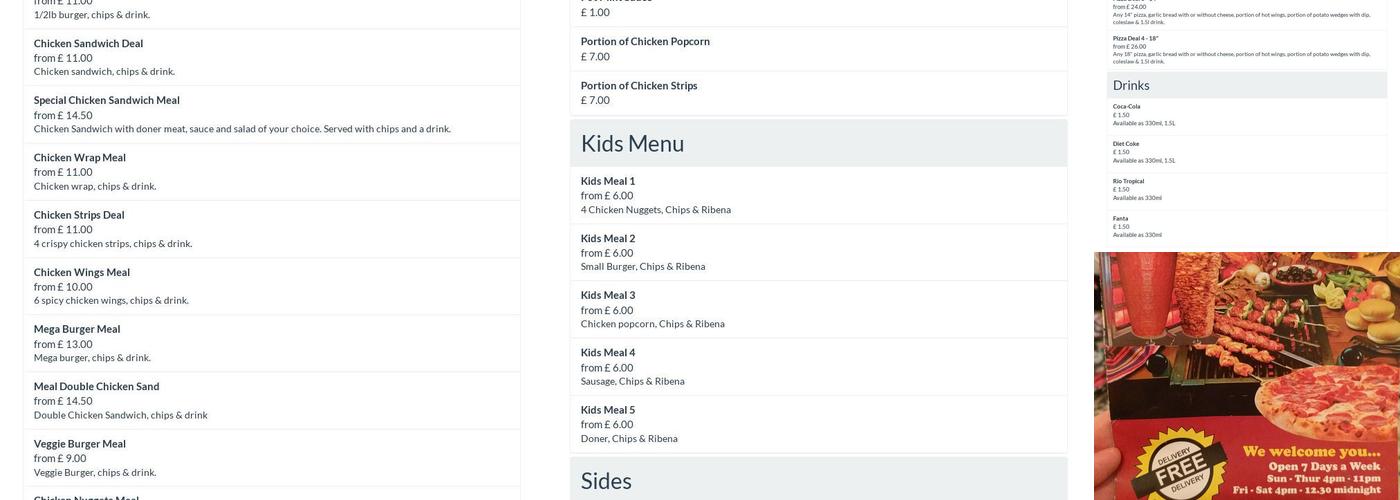 Whitchurch Charcoal Grill Menu