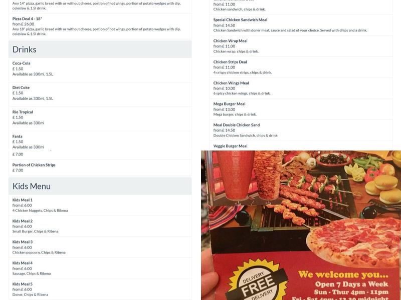 Whitchurch Charcoal Grill Menu