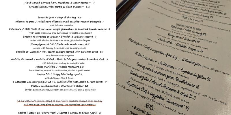 À la Russe Menu