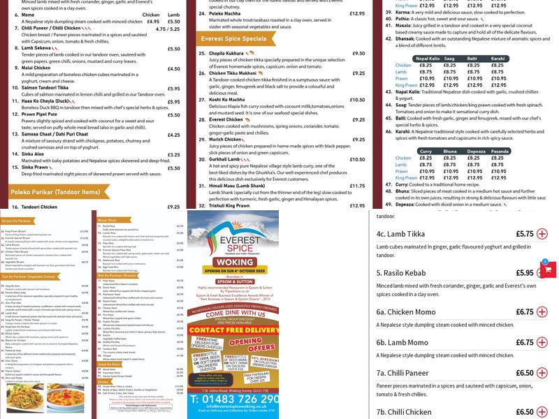 Everest Spice Woking Menu