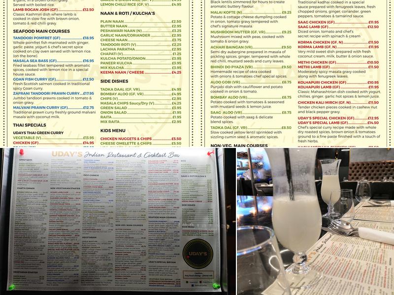 Uday's Indian Restaurant Menu
