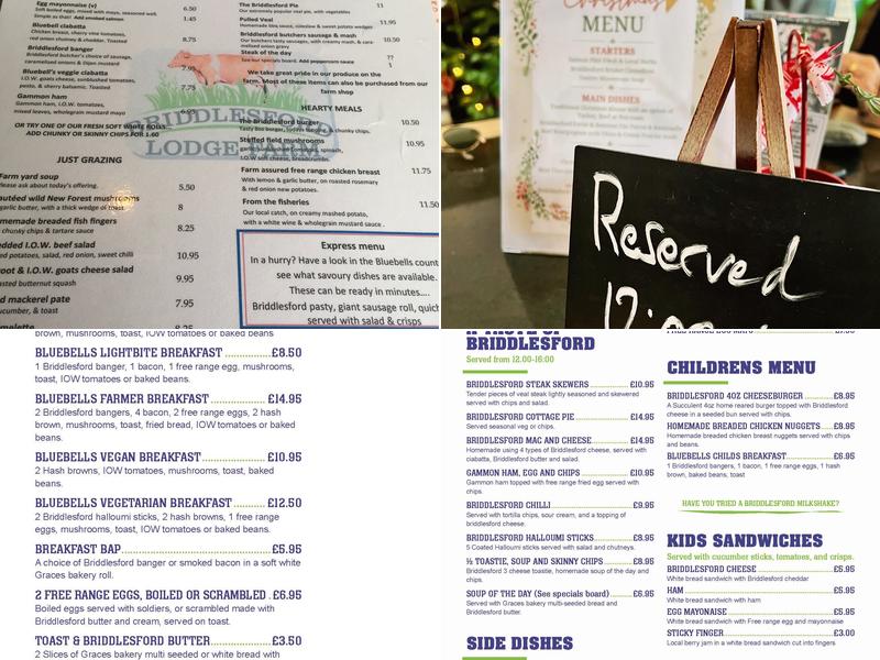Bluebells Café Menu