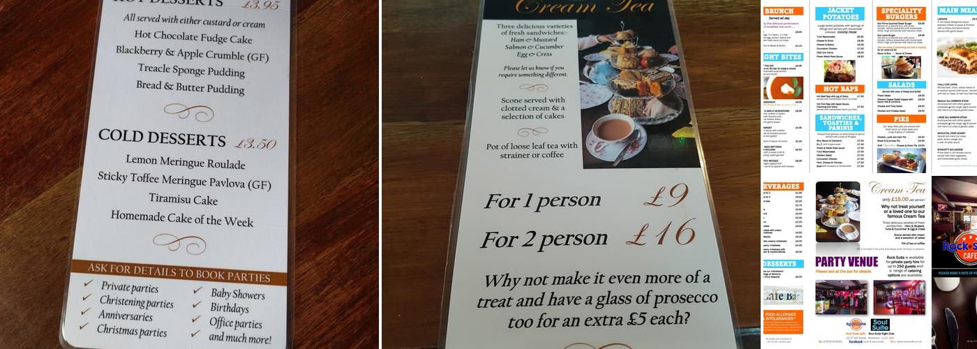 Rock Suite Cafe & Soul Suite Menu