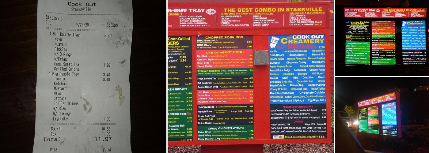 Cook Out Menu