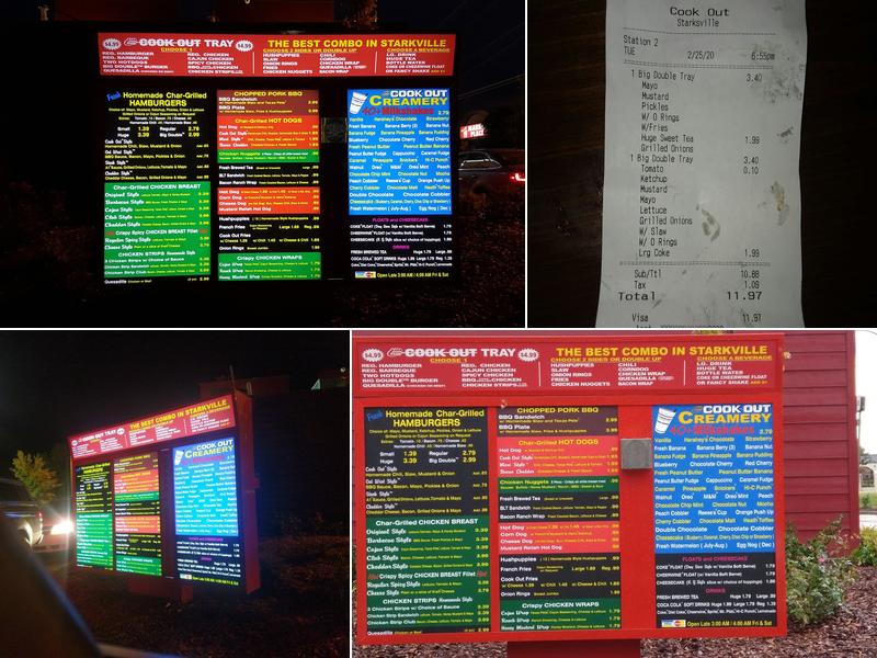 Cook Out Menu