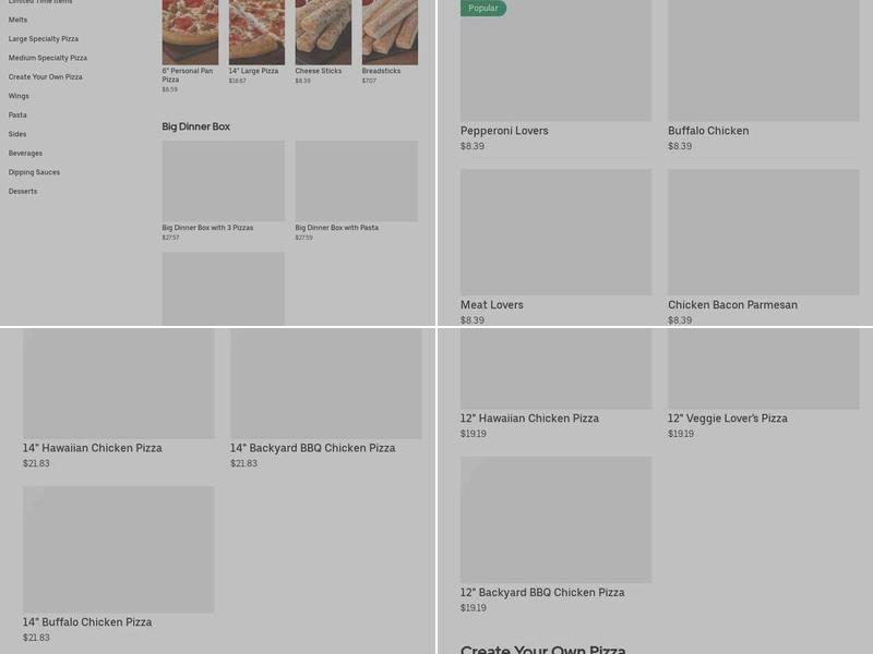Pizza Hut Menu