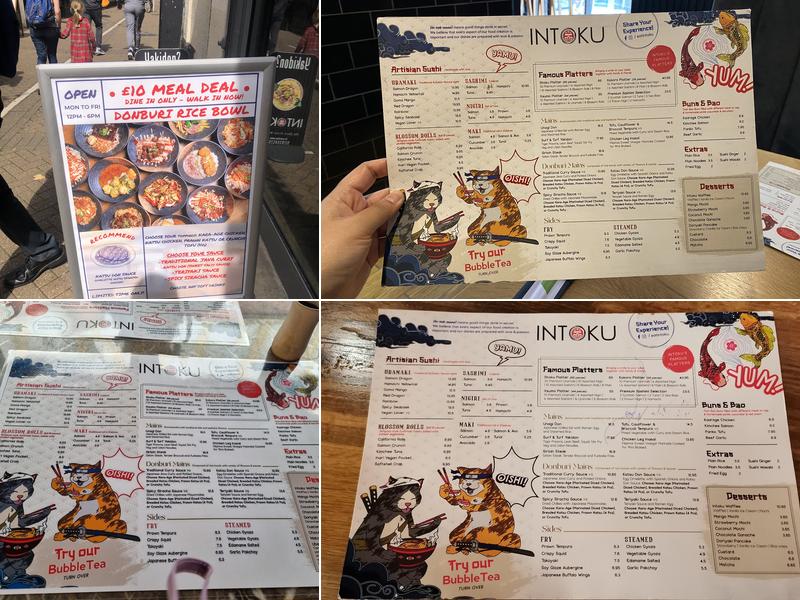 Intoku Japanese & Sushi Restaurant Reading Menu