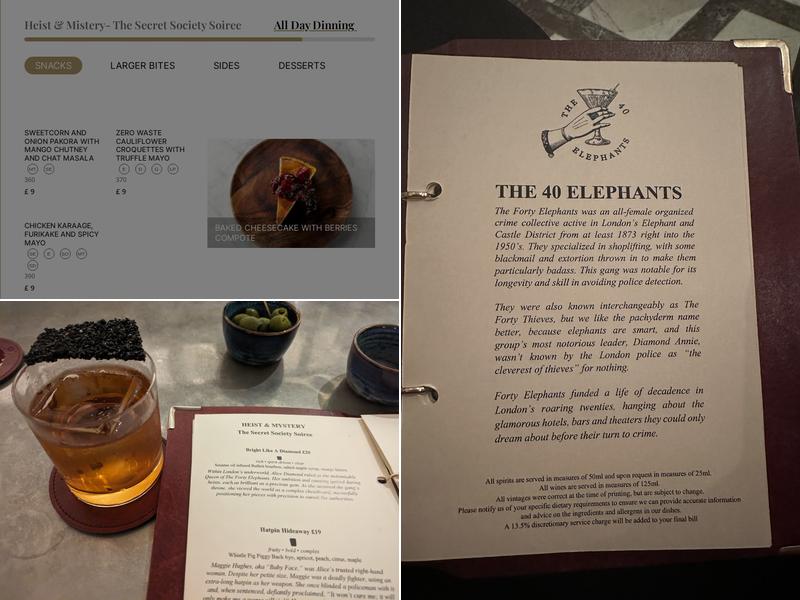 The 40 Elephants Menu
