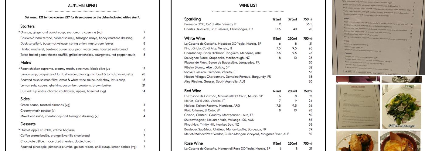 American Bar at the ENO Menu