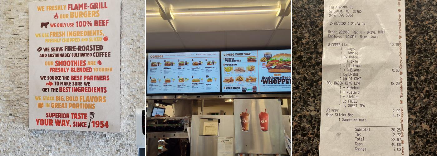 Burger King Menu