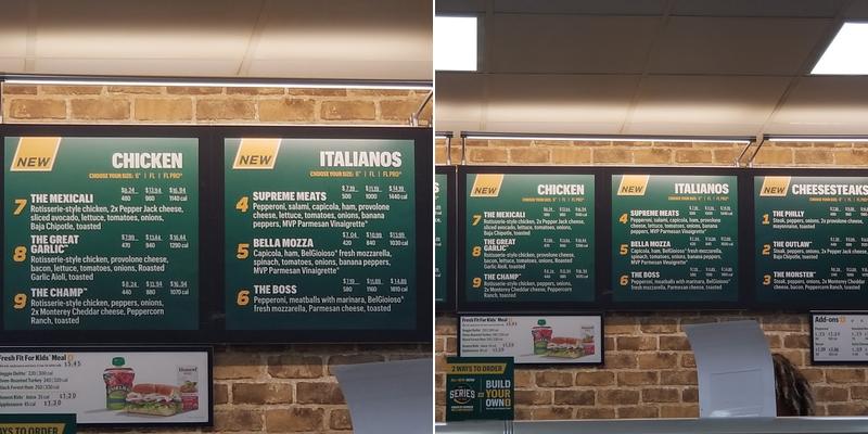 Subway Menu