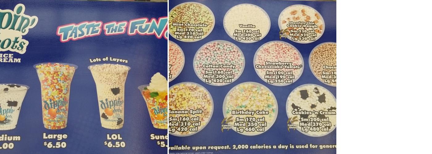 Dippin' Dots Menu