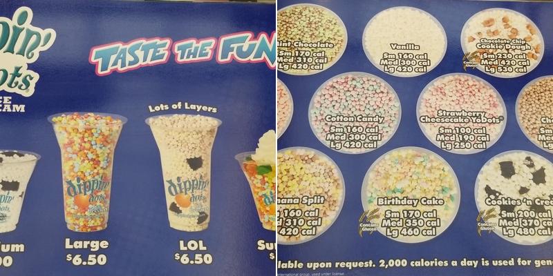 Dippin' Dots Menu
