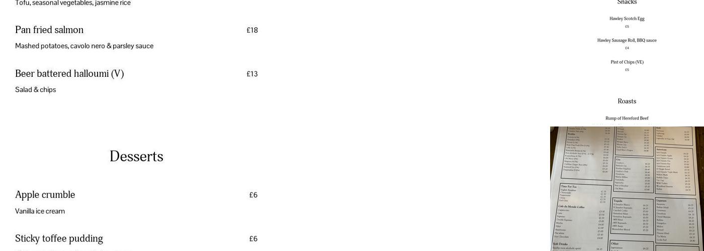 The Hawley Arms Menu