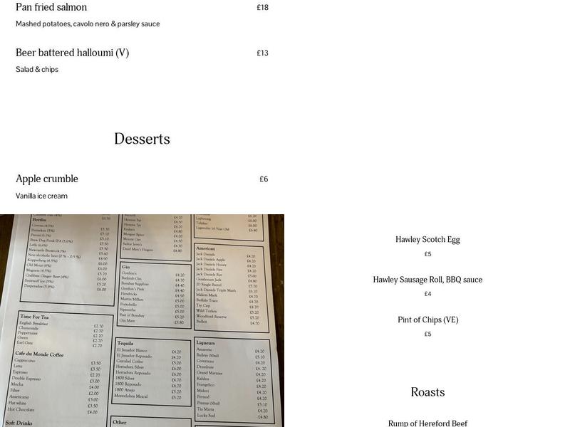 The Hawley Arms Menu