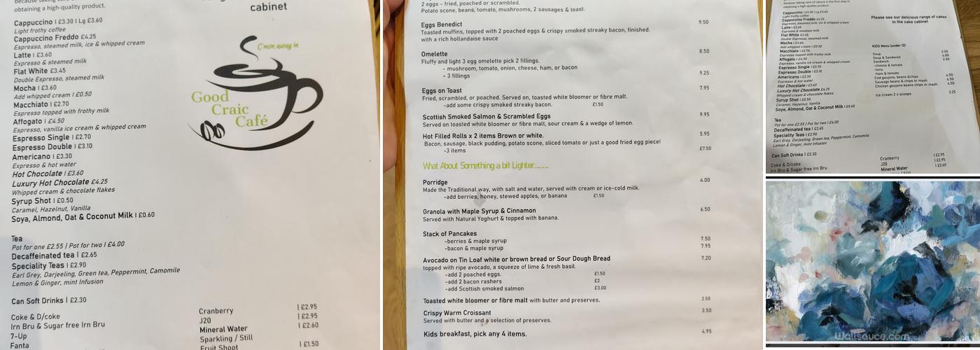 Good Craic Cafe Menu