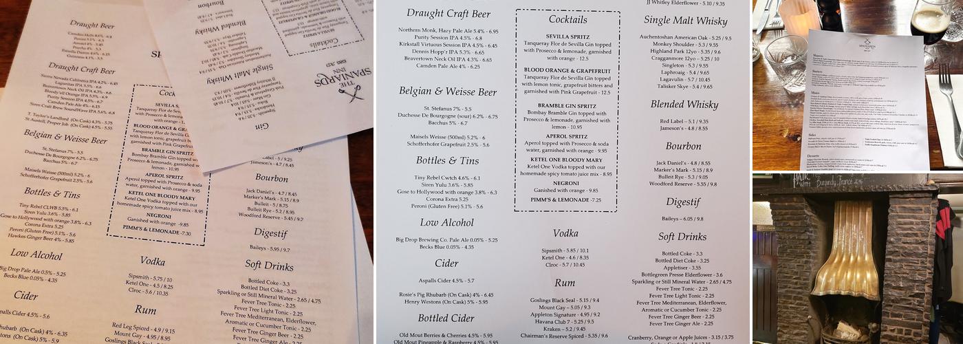 The Spaniards Inn Menu