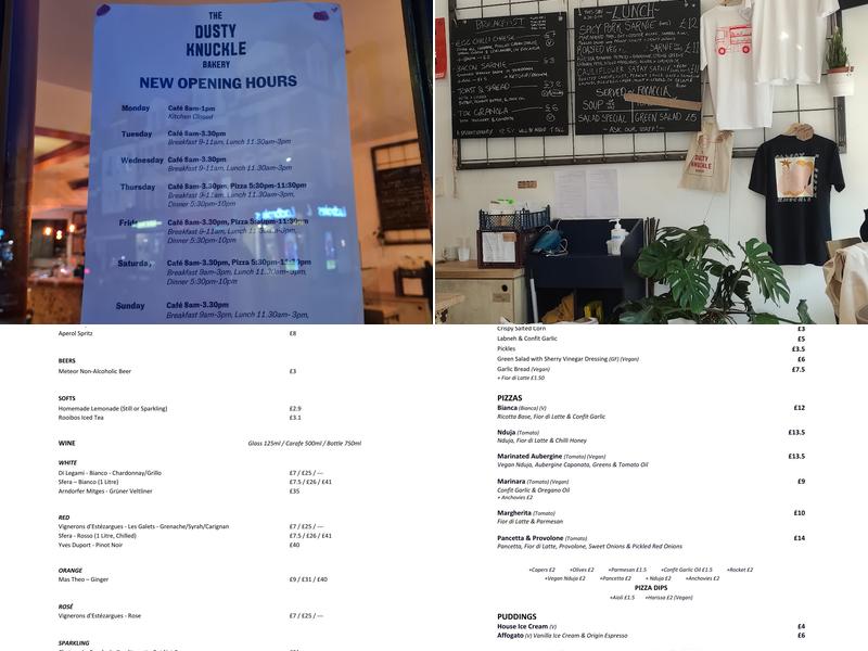 The Dusty Knuckle Harringay Menu
