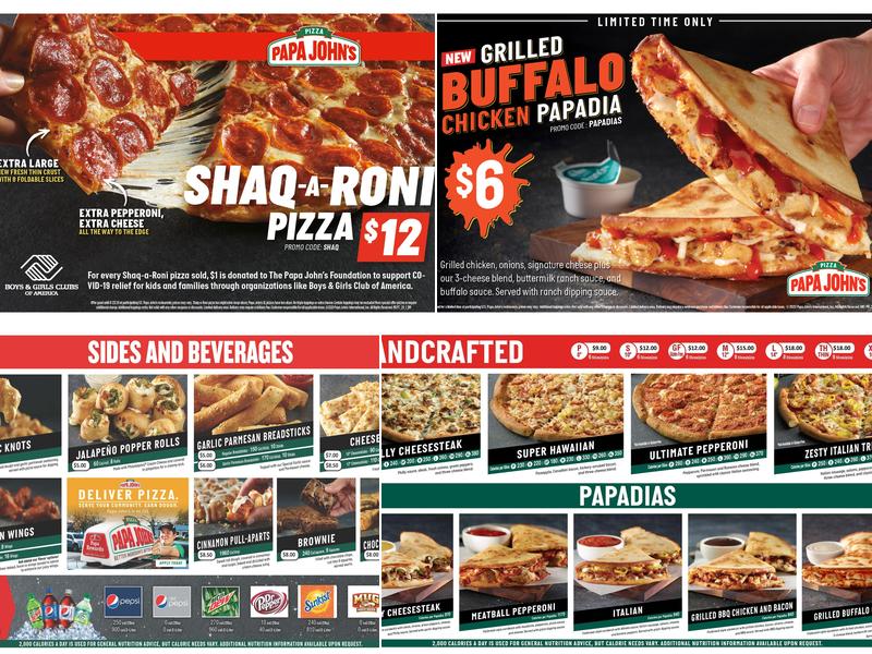 Papa Johns Pizza Menu