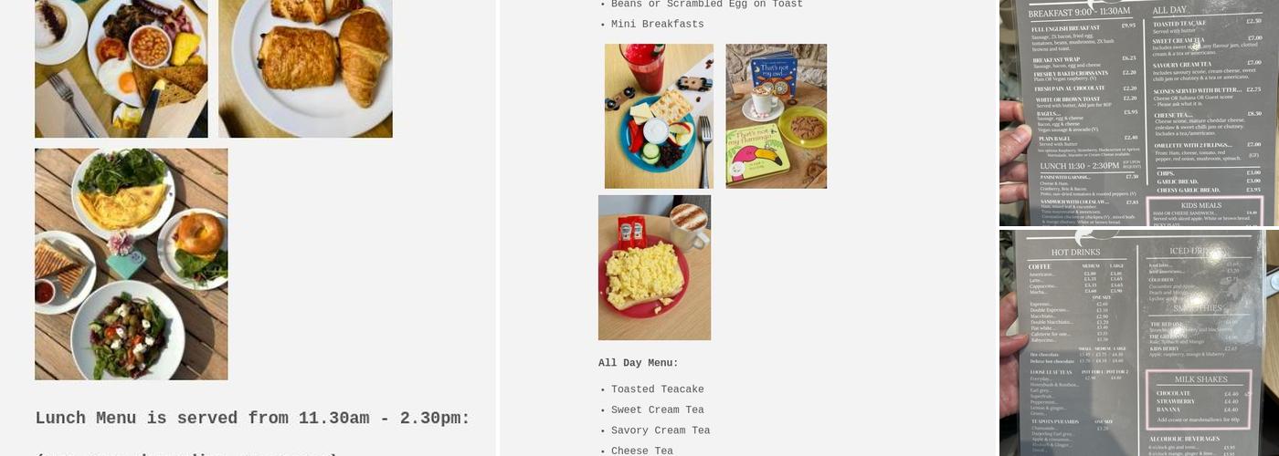 Foxhills Cafe & Gifts Menu