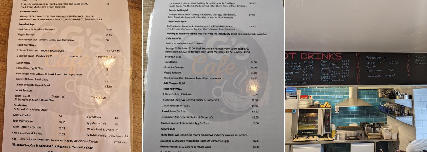 CG's Cafe Menu