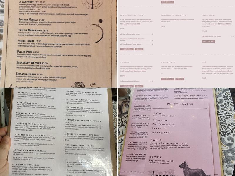 The Lamppost Cafe Menu