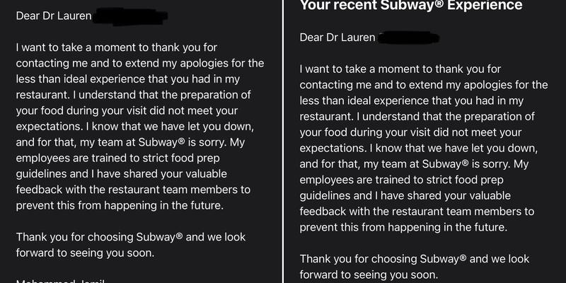 Subway Menu