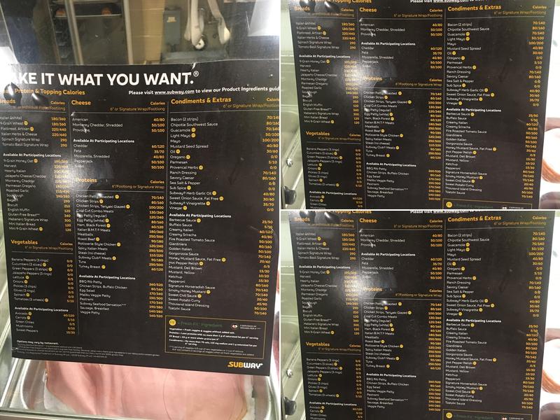 Subway Menu