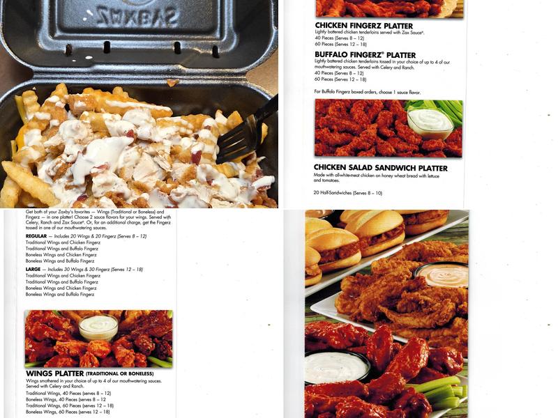 Zaxby's Chicken Fingers & Buffalo Wings Menu