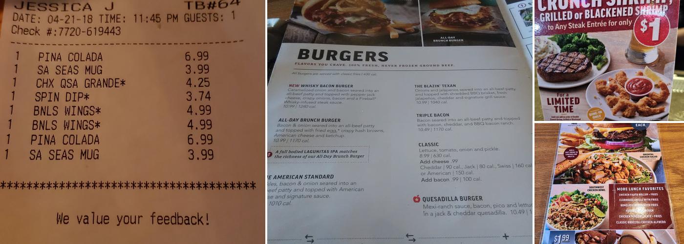Applebee's Grill + Bar Menu